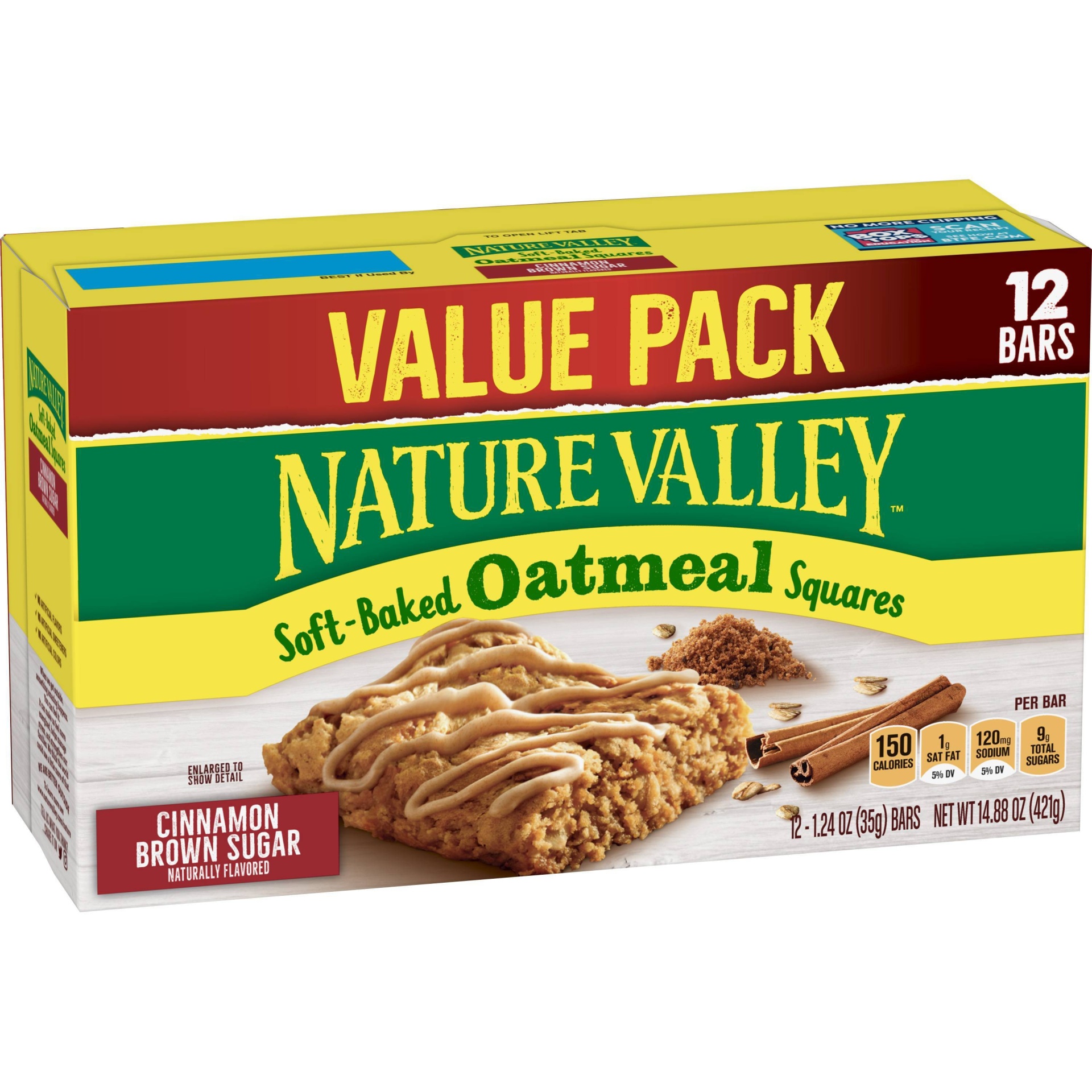slide 1 of 1, Nature Valley Soft Baked Oatmeal Squares Cinnamon Brown Sugar Bars, 12 ct