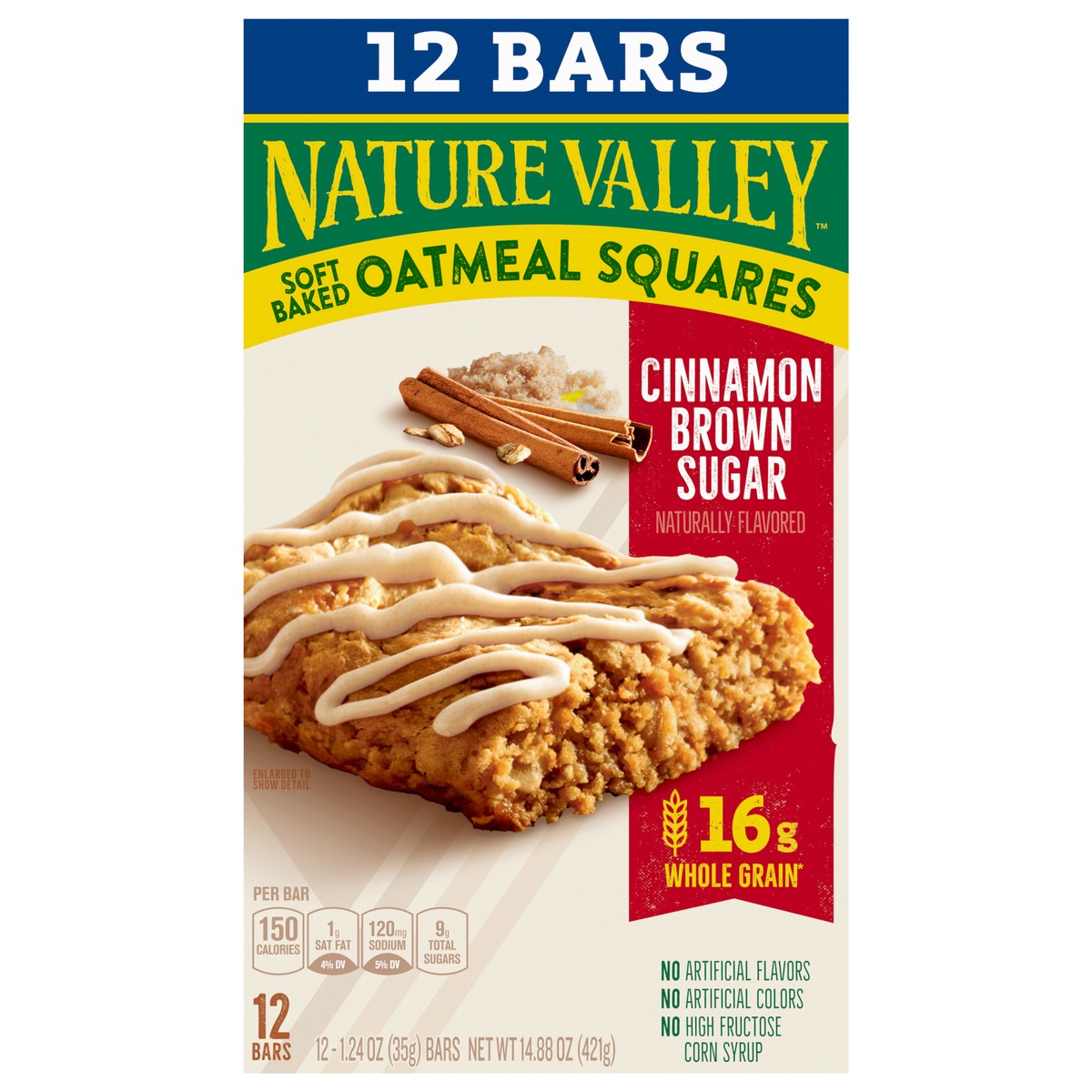 slide 1 of 9, Nature Valley Soft Baked Oatmeal Squares, Cinnamon Brown Sugar, 12 Bars, 14.88 oz, 12 ct