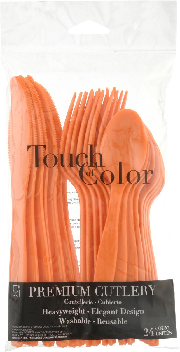 slide 8 of 10, Touch of Color Sunkissed Orange Premium Cutlery 24 Pieces, 24 ct