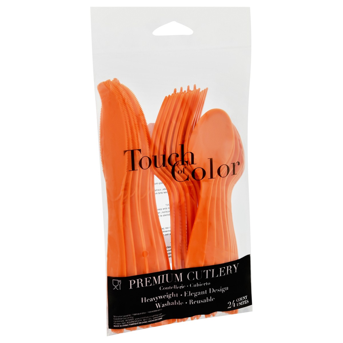 slide 4 of 10, Touch of Color Sunkissed Orange Premium Cutlery 24 Pieces, 24 ct