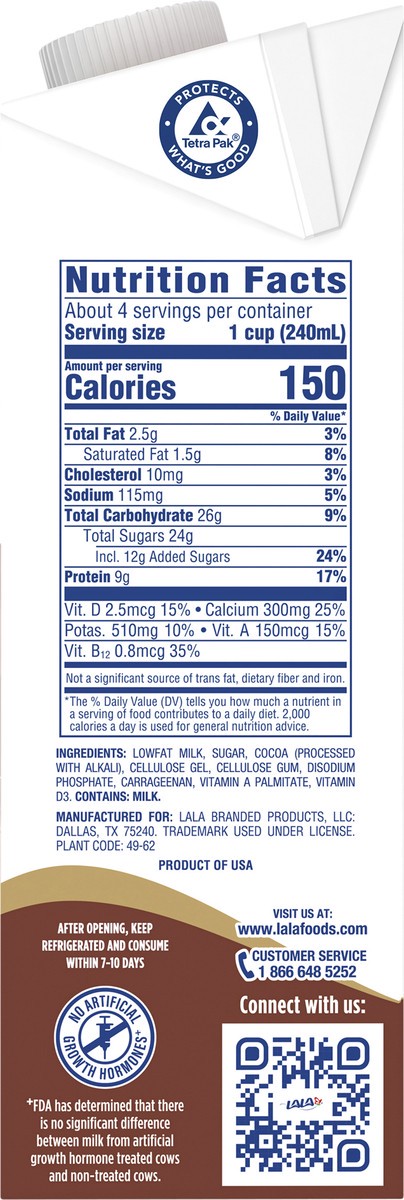 slide 7 of 11, LALA Low Fat Chocolate Milk 1 qt, 1 qt