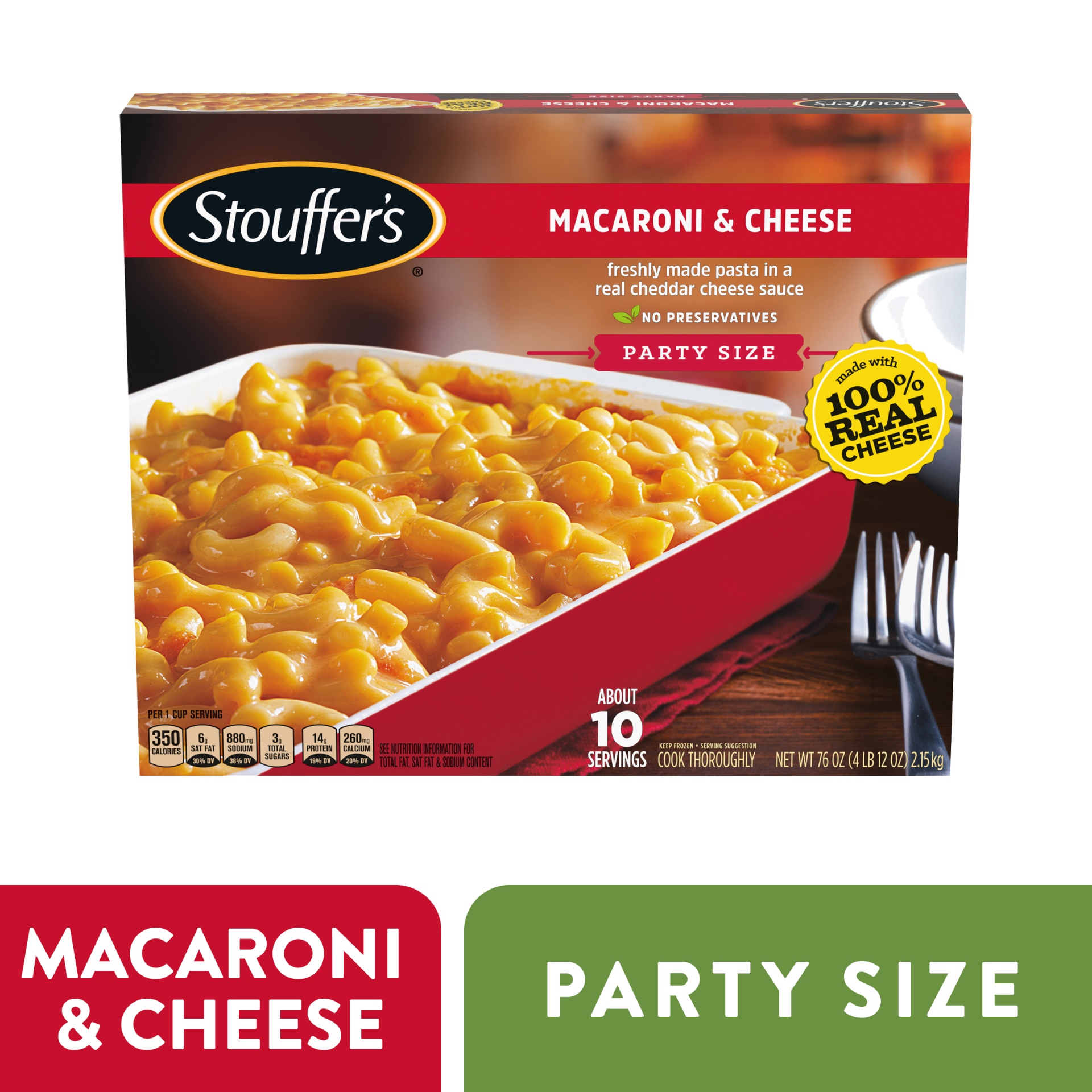 slide 1 of 4, Stouffer's Party Size Macaroni & Cheese, 76 oz