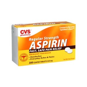 slide 1 of 1, CVS Pharmacy Aspirin Coated Tablets Regular Strength, 100 ct; 325 mg