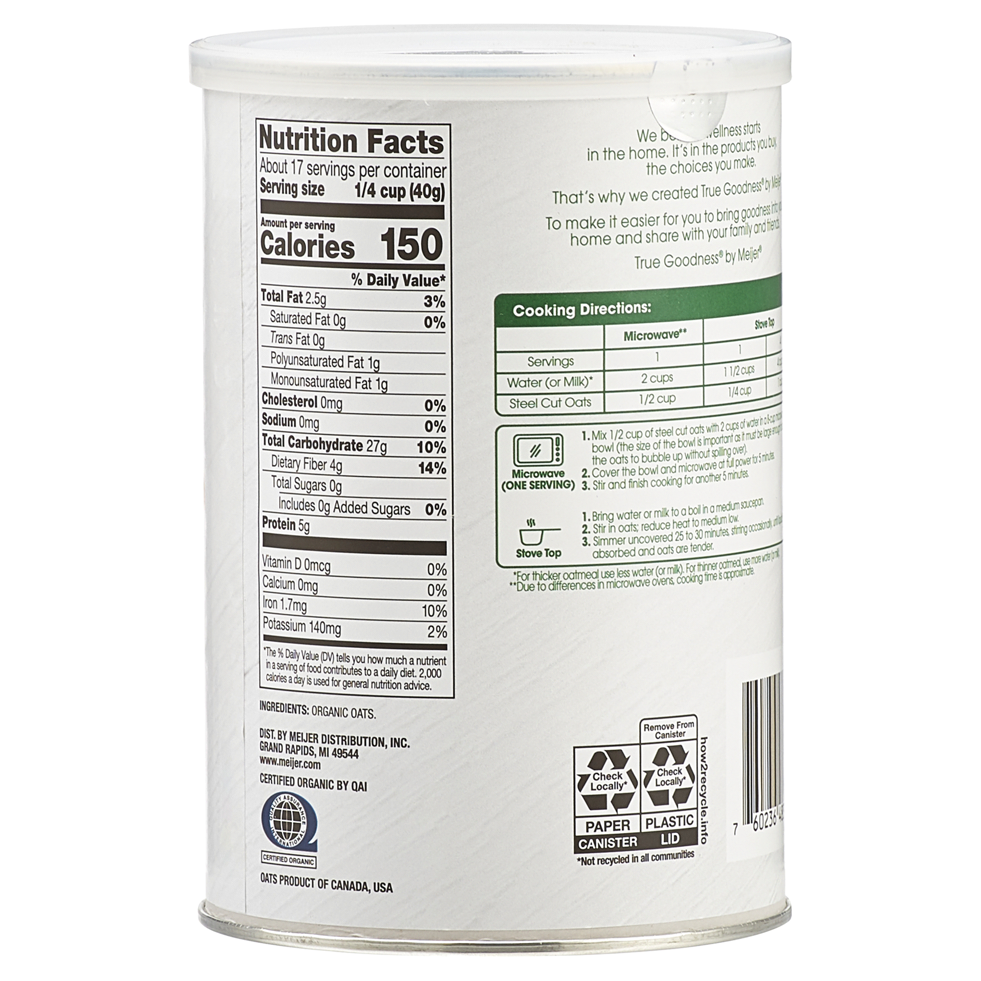 slide 15 of 29, True Goodness Organic Steel Cut Oats, 24 oz