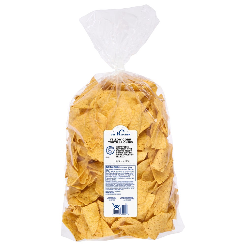 slide 1 of 1, Deli Kitchen Hint of Lime Tortilla Chips, 14 oz
