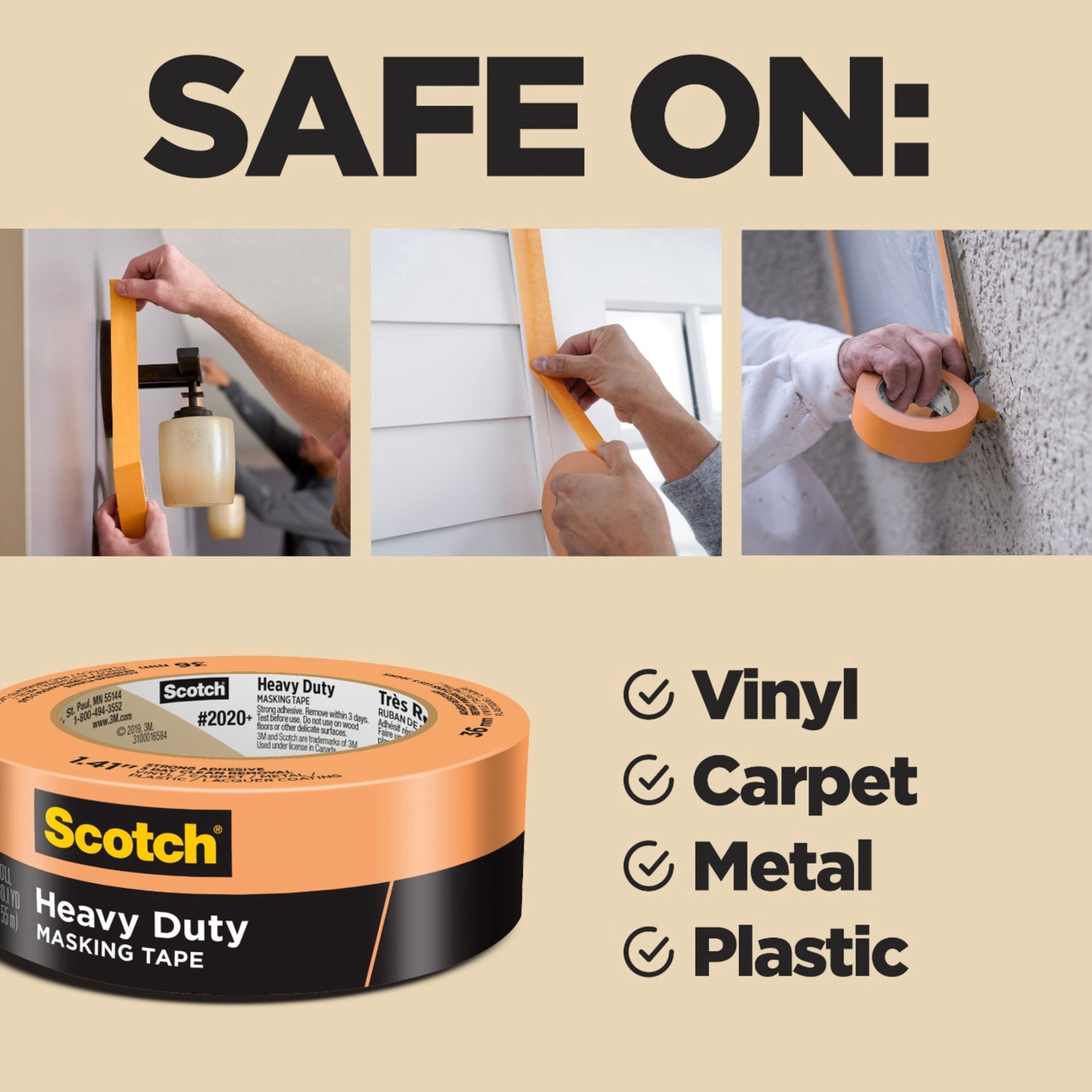 slide 9 of 9, Scotch 0.94" X 60yd. Heavy Duty Masking Tape, 0.94 in x 60 yd