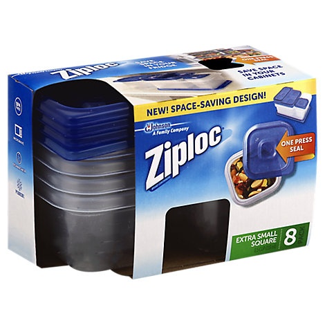 slide 1 of 1, Ziploc Containers & Lids Extra Small Square, 8 ct