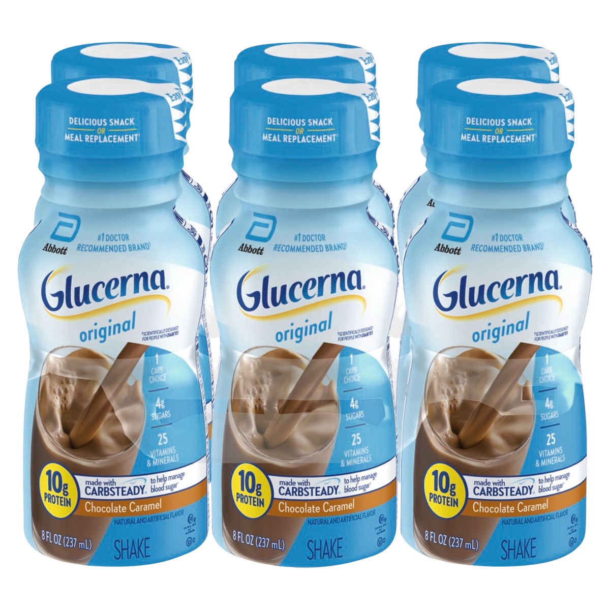 slide 1 of 5, Glucerna Original Chocolate Caramel Shake Bottle 6 ea, 6 ct