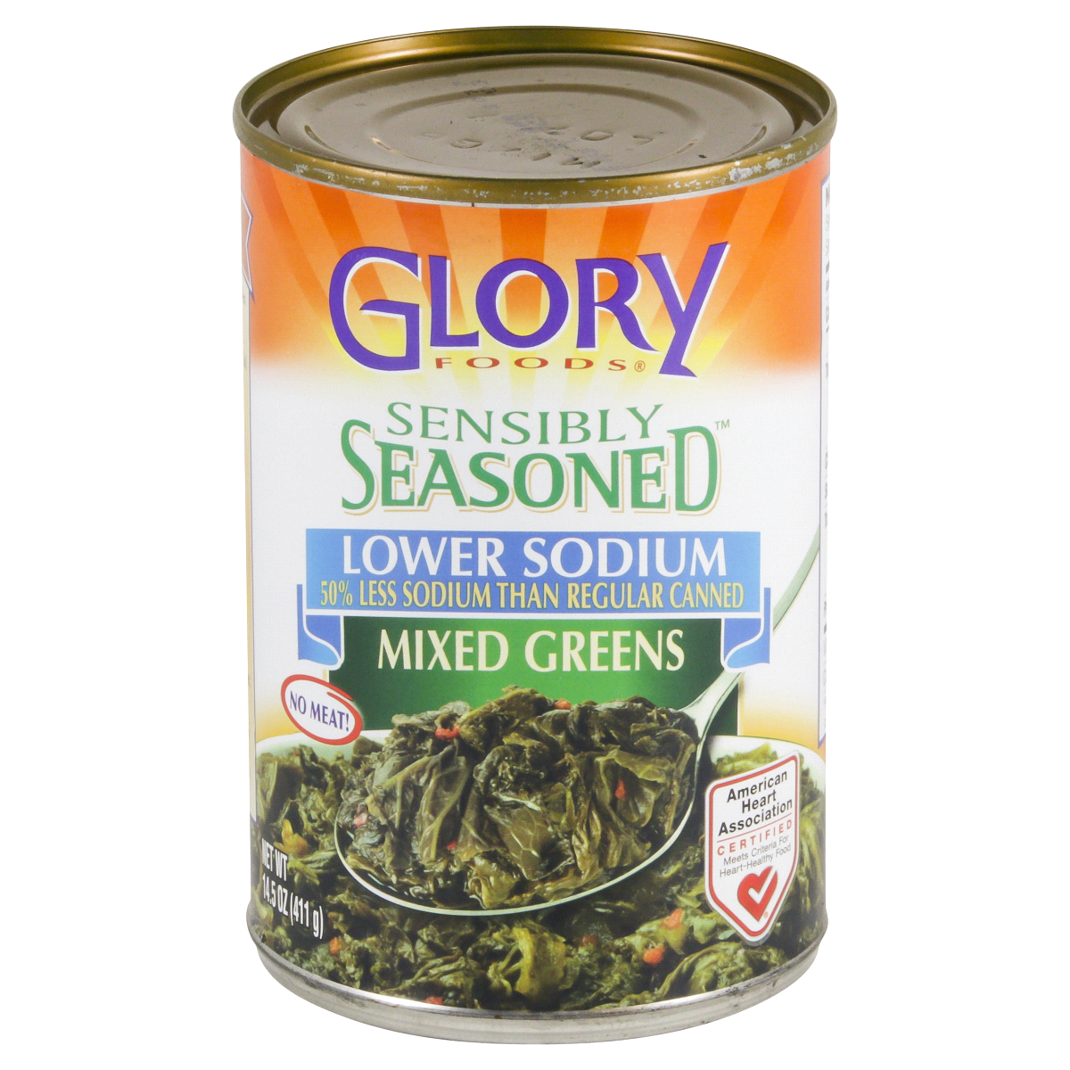 slide 1 of 4, Glory Foods Sensibly Seasoned Mixed Greens, Low Sodium, 14.5 oz