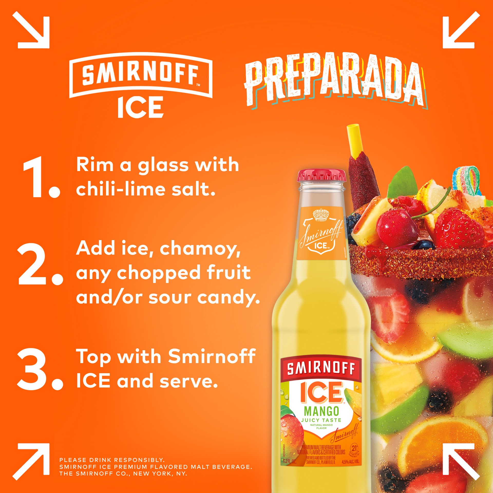 slide 10 of 10, Smirnoff Ice Mango Malt Beverage 6 ea, 6 ct; 11.2 oz