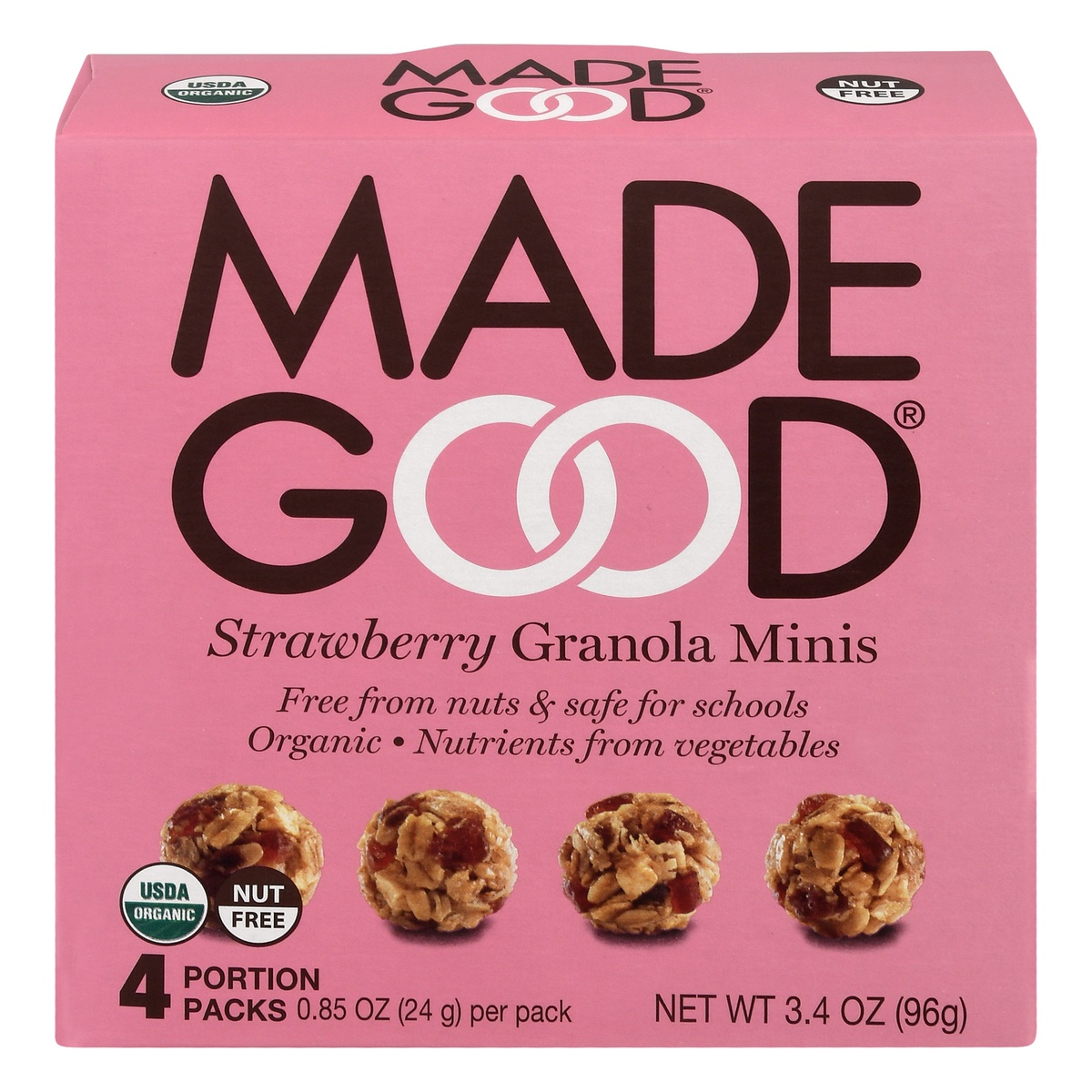 slide 1 of 1, MadeGood Organic Chocolate Banana Granola Minis, 4 ct; 0.85 oz