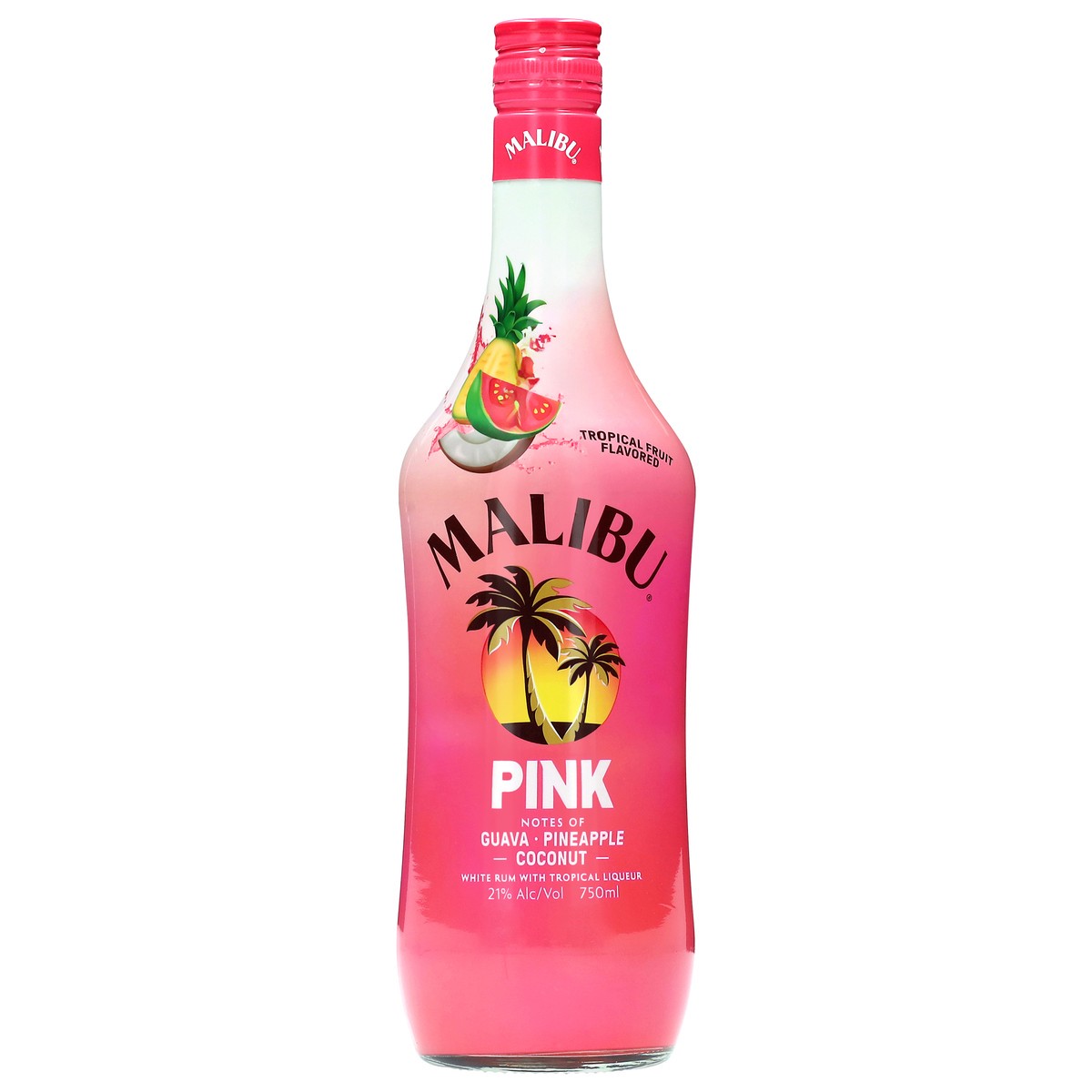 slide 1 of 12, Malibu Pink Tropical Fruit Flavored White Rum with Tropical Liqueur 750 ml, 750 ml
