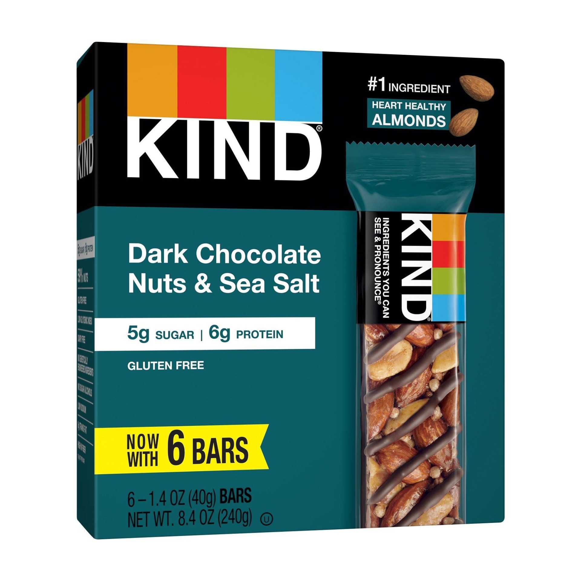 Kind Dark Chocolate Nuts And Sea Salt Bars 6 Ct Shipt 