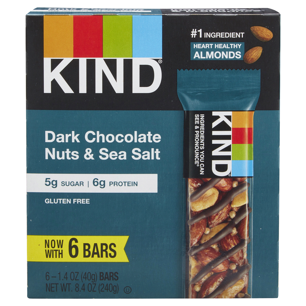 slide 1 of 2, KIND Dark Chocolate Nuts & Sea Salt Bars, 6 ct