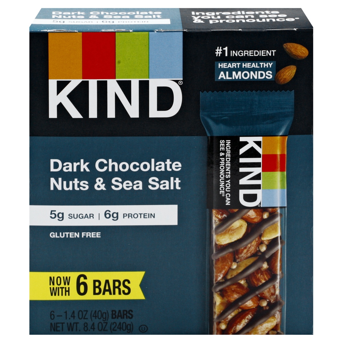 slide 1 of 11, KIND Dark Chocolate Nuts & Sea Salt Bars, 6 ct