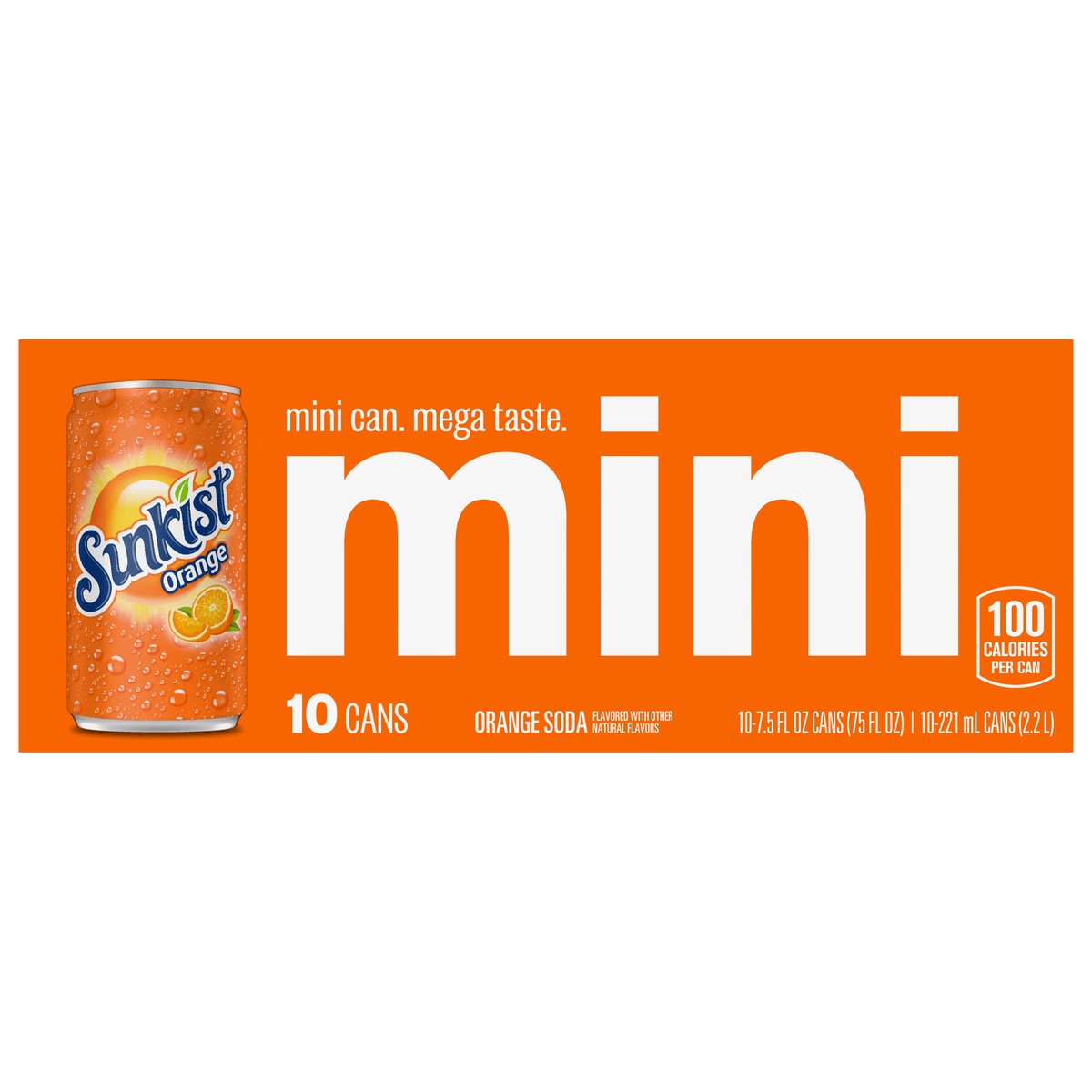 slide 12 of 12, Sunkist Mini Orange Soda 10-7.5 fl oz Cans, 10 ct