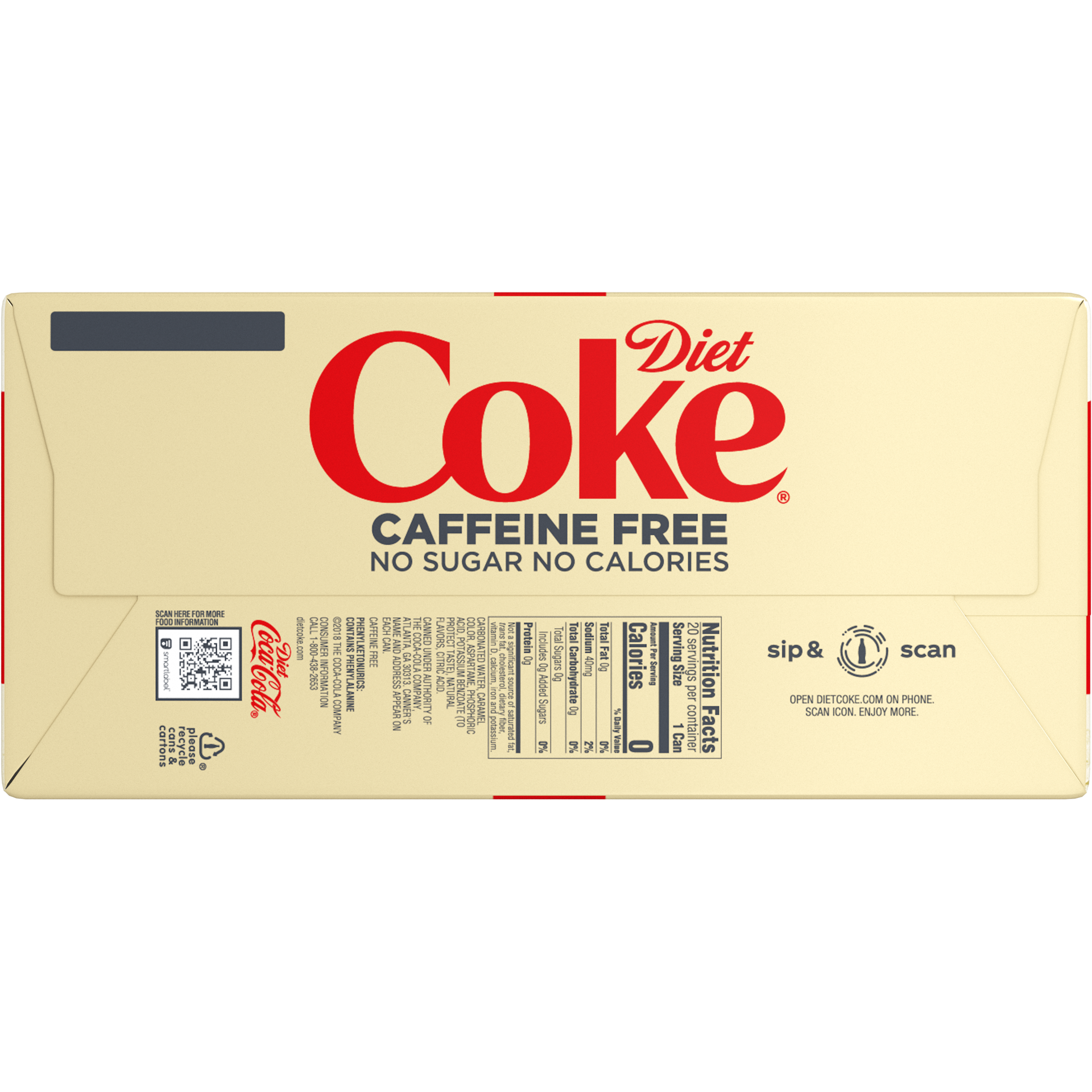 slide 3 of 5, Diet Coke Caffeine-Free Diet Soda Soft Drinks, 12 fl oz, 20 Pack, 240 fl oz