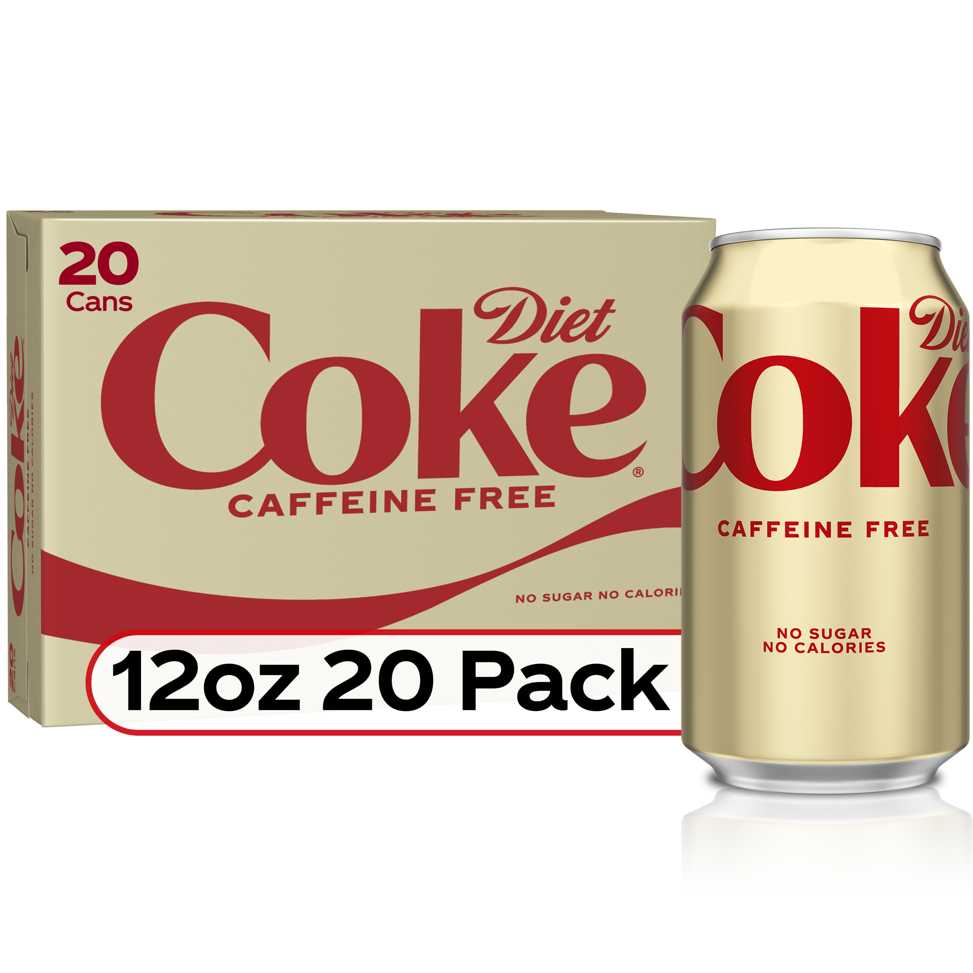slide 1 of 5, Diet Coke Caffeine-Free Diet Soda Soft Drinks, 12 fl oz, 20 Pack, 240 fl oz