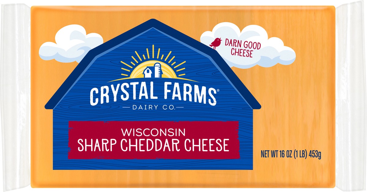 slide 2 of 6, Crystal Farms Chunk Sharp Cheddar Cheese, 16 oz