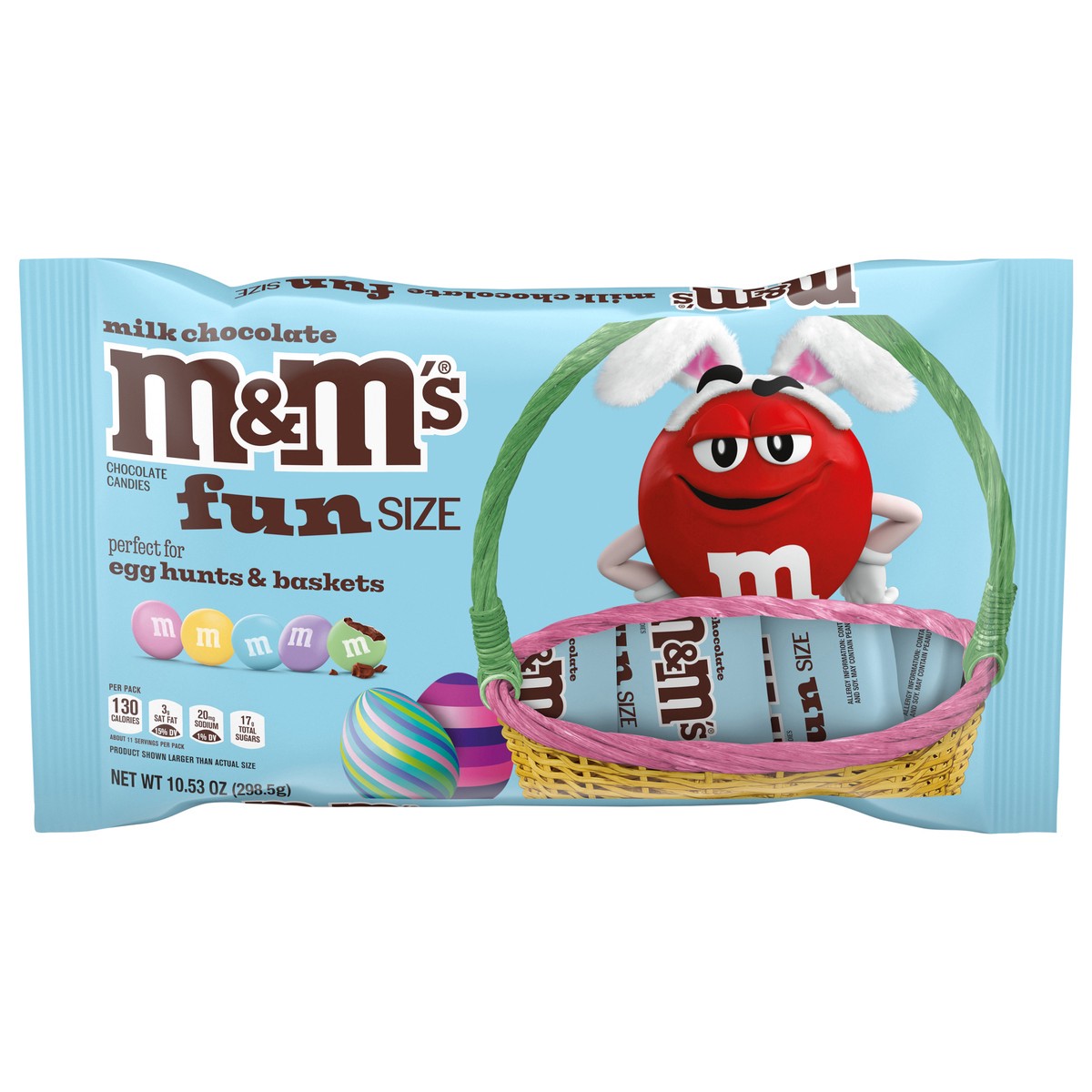 slide 1 of 8, M&M's Milk Chocolate Fun Size Easter Basket Stuffers, 10.53 Oz Bag, 10.53 oz
