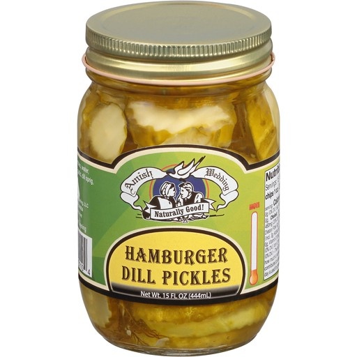 slide 1 of 1, Amish Wedding Hamburger Dill Pickles, 15 oz