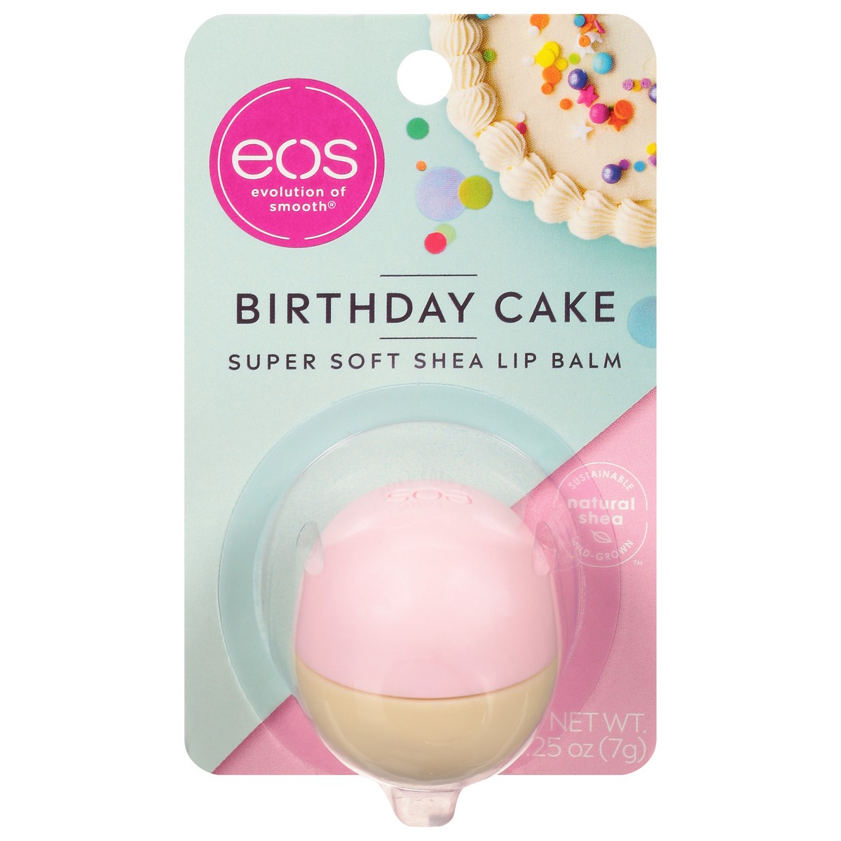 slide 1 of 9, eos Birthday Cake Super Soft Shea Lip Balm 0.25 oz, 0.25 oz