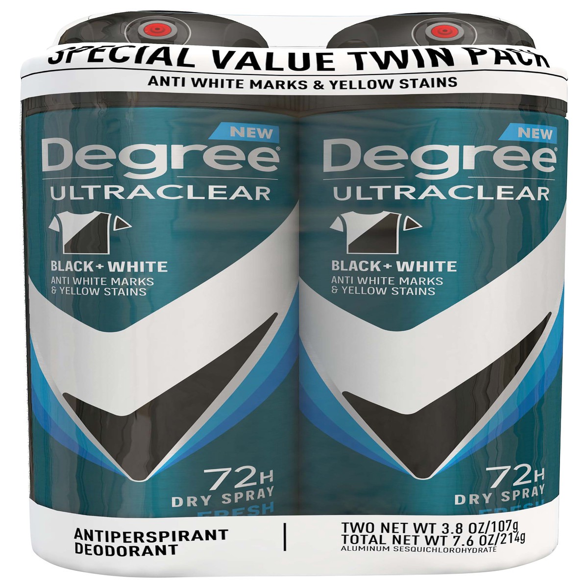 slide 6 of 9, Degree UltraClear Antiperspirant Deodorant Dry Spray Black+White Fresh, 3.8 oz, 2 Count, 2 ct; 3.8 oz