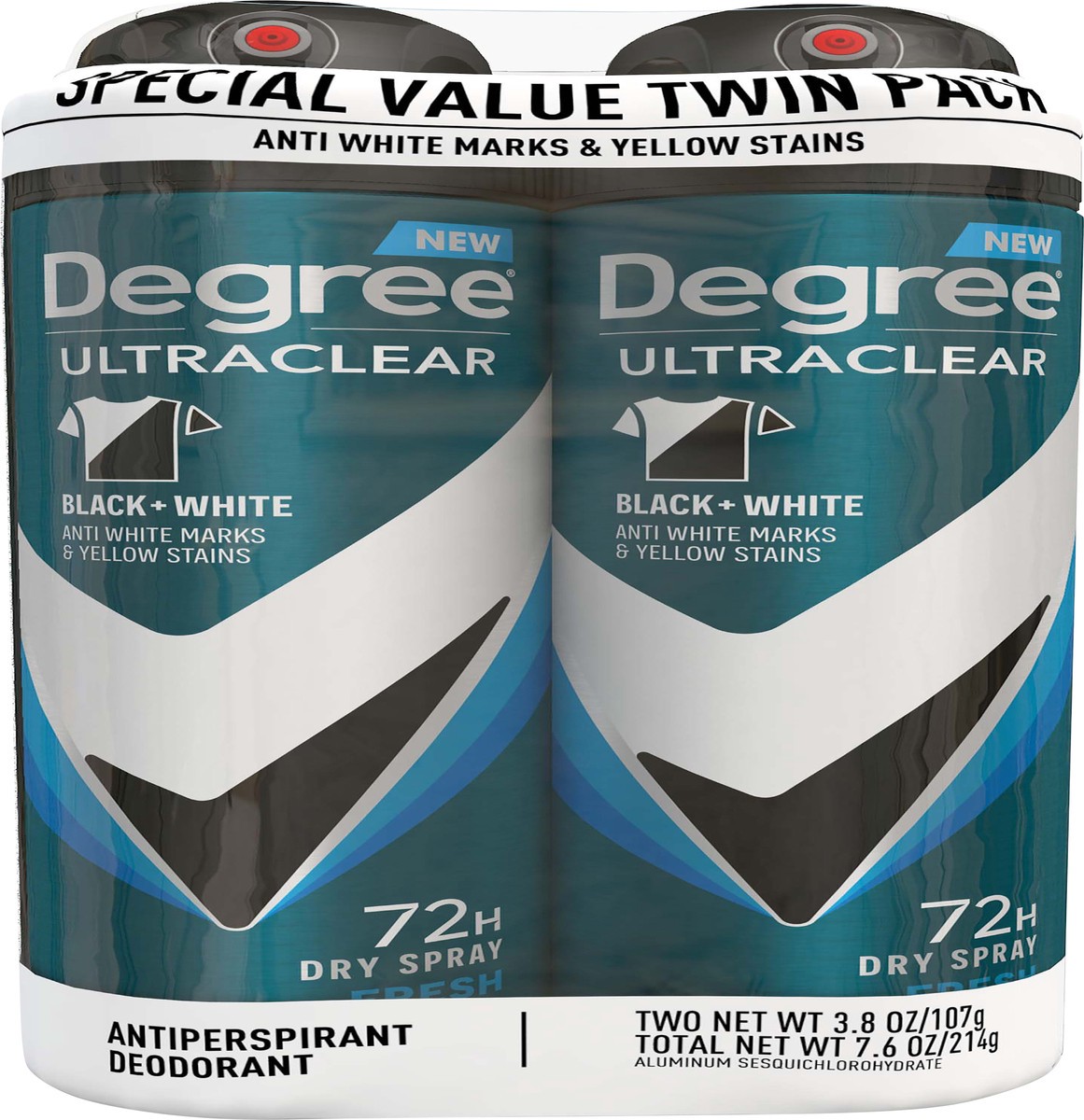 slide 3 of 9, Degree UltraClear Antiperspirant Deodorant Dry Spray Black+White Fresh, 3.8 oz, 2 Count, 2 ct; 3.8 oz