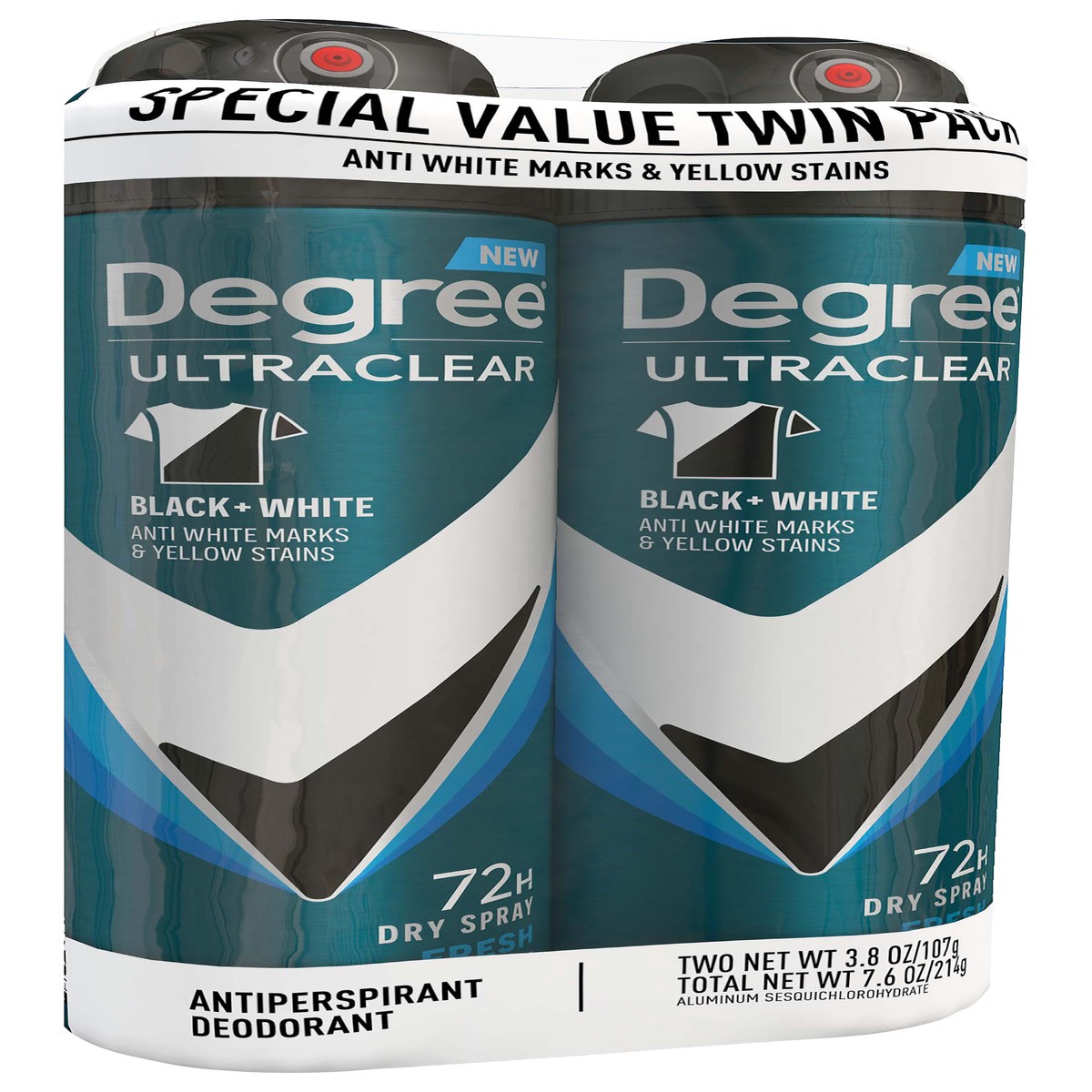 slide 2 of 9, Degree UltraClear Antiperspirant Deodorant Dry Spray Black+White Fresh, 3.8 oz, 2 Count, 2 ct; 3.8 oz