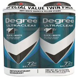 Degree Men UltraClear Antiperspirant Deodorant Dry Spray Black+White Fresh, 3.8 oz, 2 Count