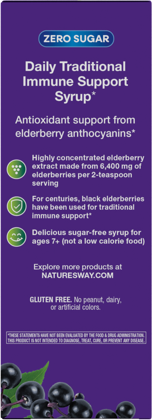 slide 3 of 5, Nature's Way Sambucus Zero Sugar Traditional Immune Syrup, 8 fl oz
