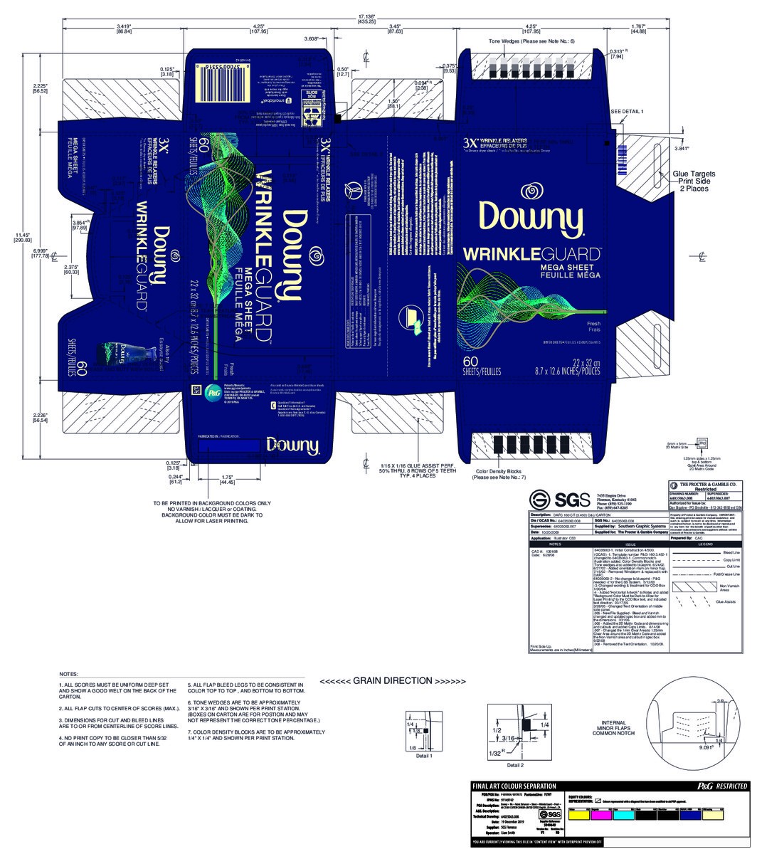 slide 5 of 9, Downy WrinkleGuard Dryer Sheets, Fresh, 60 count, 60 ct