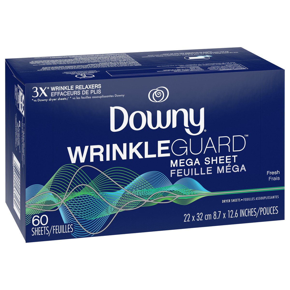 slide 6 of 9, Downy WrinkleGuard Dryer Sheets, Fresh, 60 count, 60 ct