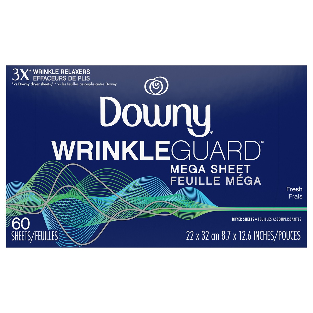 slide 7 of 9, Downy WrinkleGuard Dryer Sheets, Fresh, 60 count, 60 ct