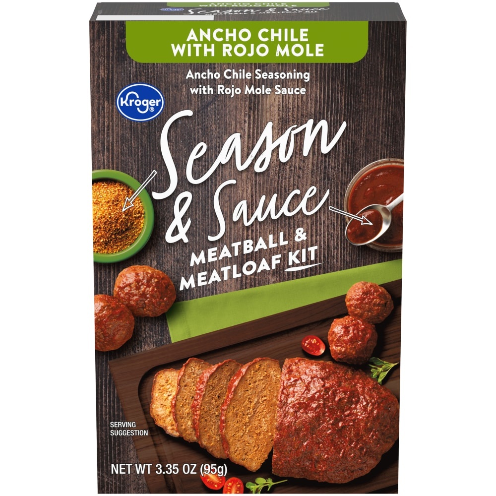 slide 1 of 1, Kroger Season & Sauce Ancho Chile With Rojo Mole Meatball & Meatloaf Kit, 3.35 oz