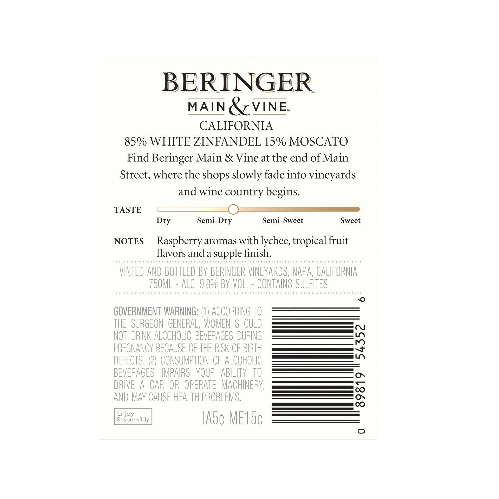 slide 4 of 4, Beringer White Zinfandel Moscato 750 ml, 750 ml