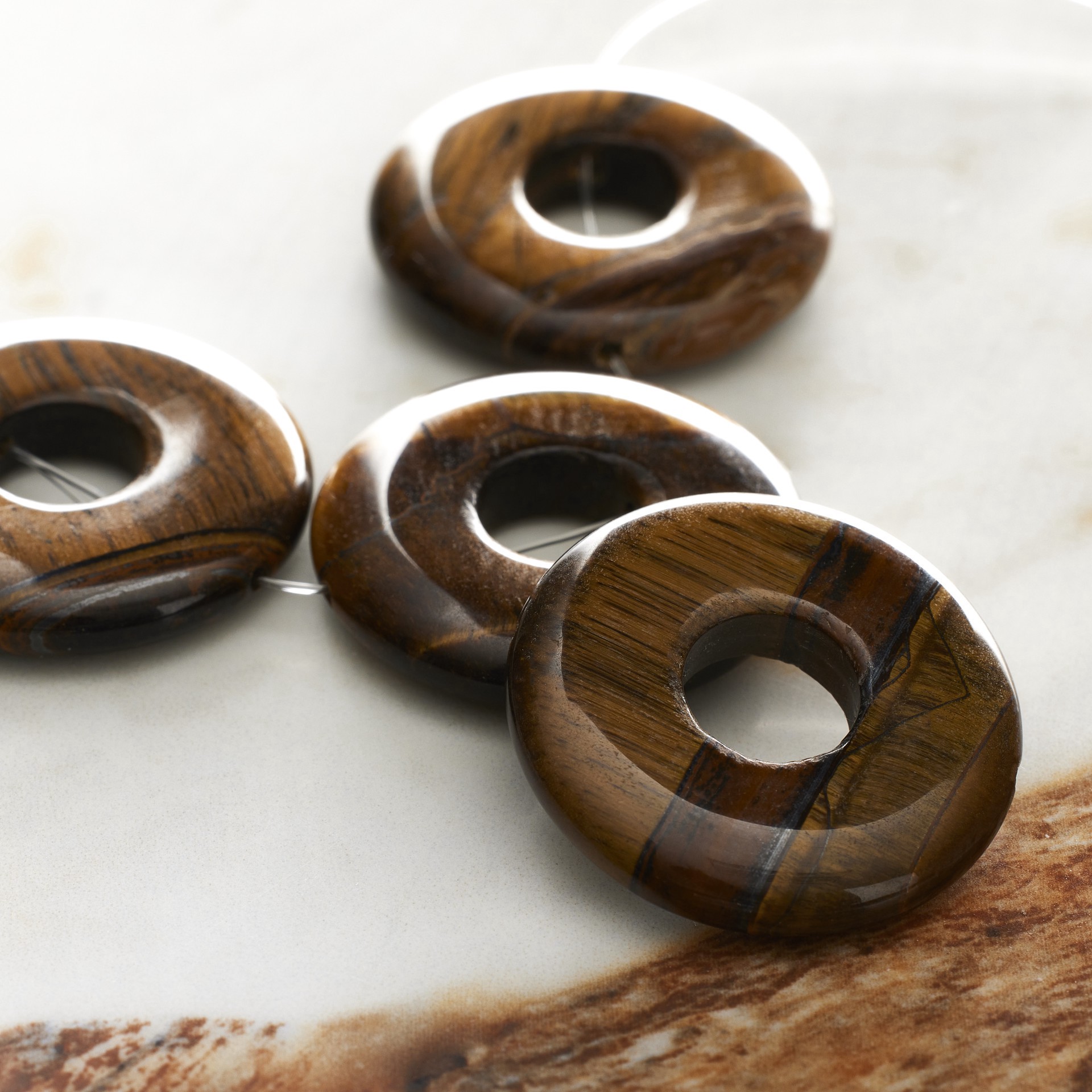 slide 3 of 3, Tiger Eye Loop Beads, 30mm By Bead Landing, 30 mm
