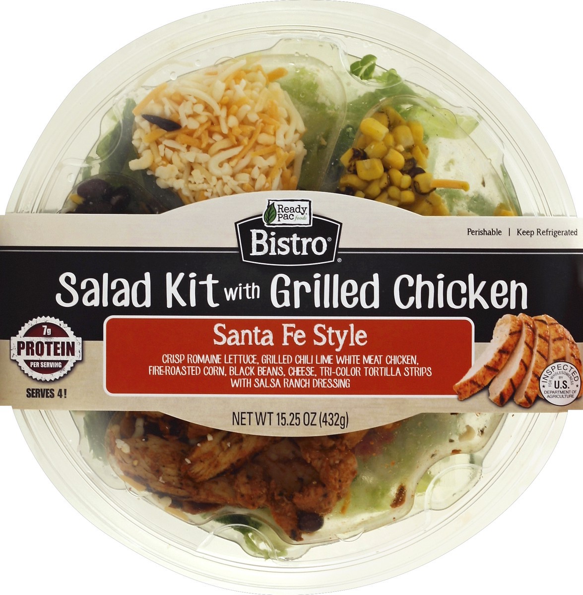 slide 3 of 3, Ready Pac Foods Bistro Santa Fe Style Supreme Salad with Grilled Chicken and Salsa Ranch Dressing 15.25 oz, 15.2 oz