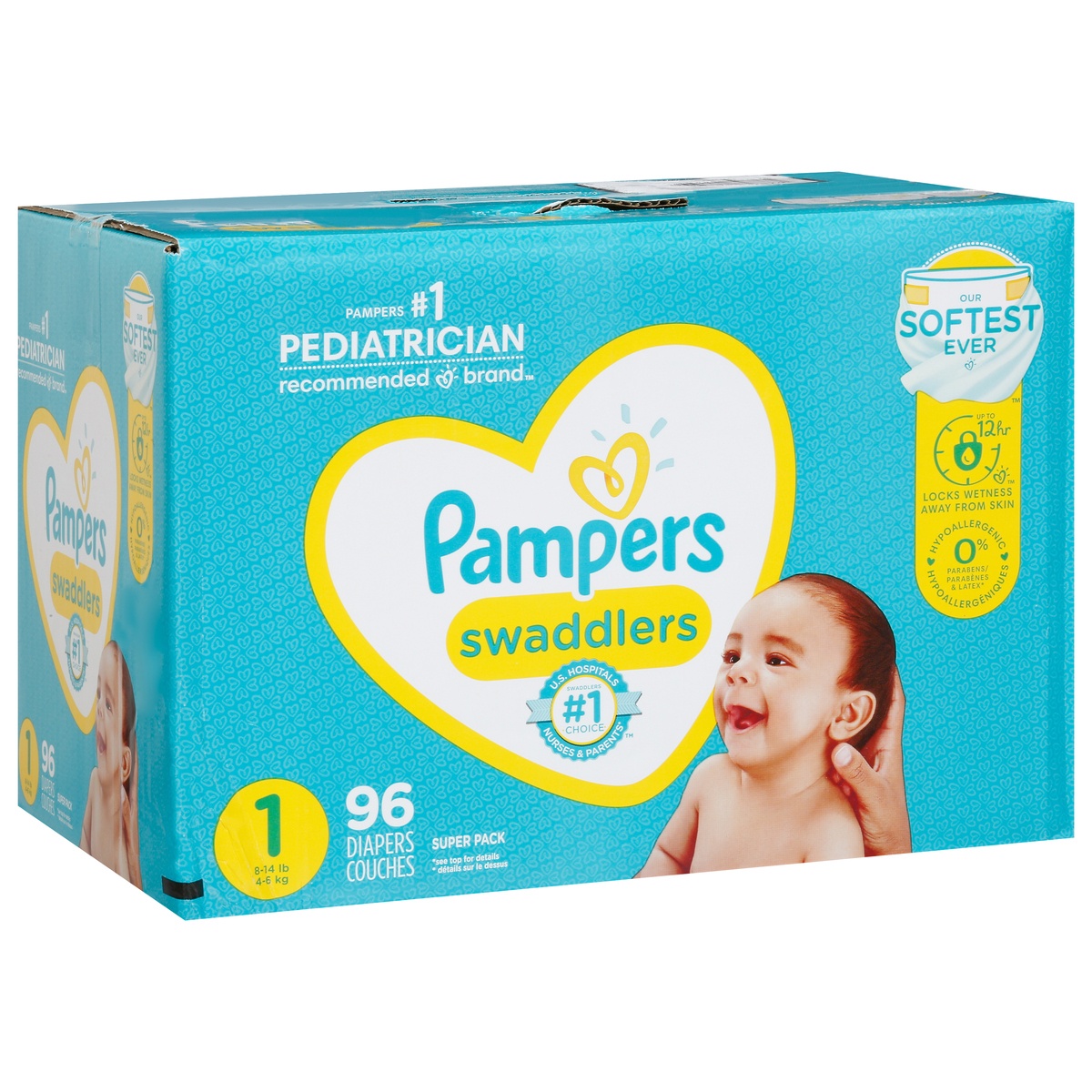 slide 1 of 1, Pampers Swaddlers Diapers Size 1 96 Count, 96 ct
