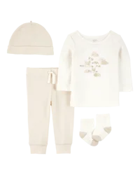 Carter's Baby 4-Piece Cloud Print Outfit Set - White/Tan