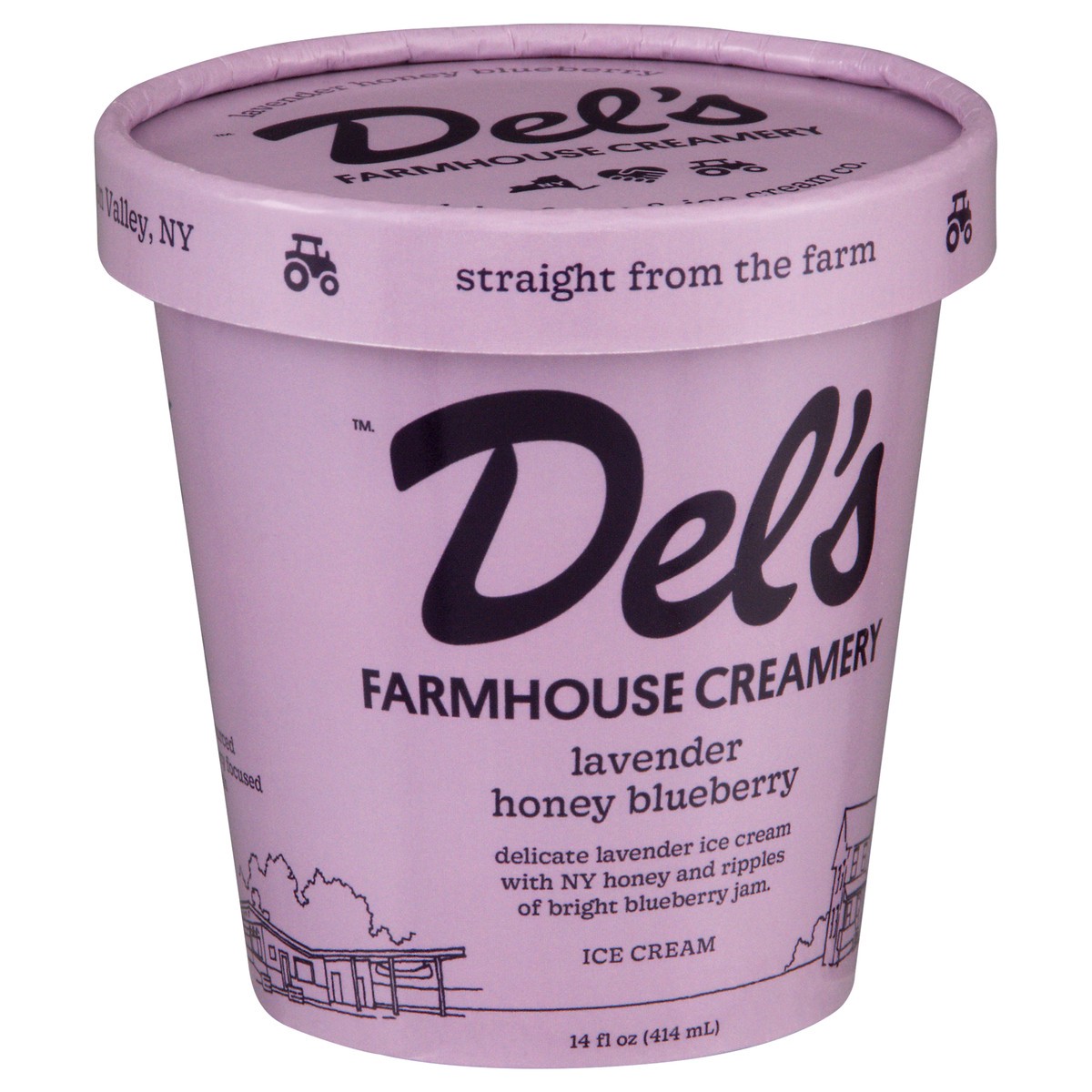 slide 2 of 4, Del's Lavender Honey Blueberry Ice Cream 14 fl oz, 1 ct