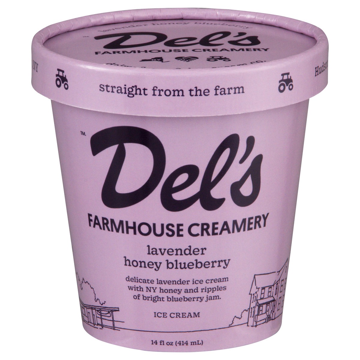 slide 1 of 4, Del's Lavender Honey Blueberry Ice Cream 14 fl oz, 1 ct