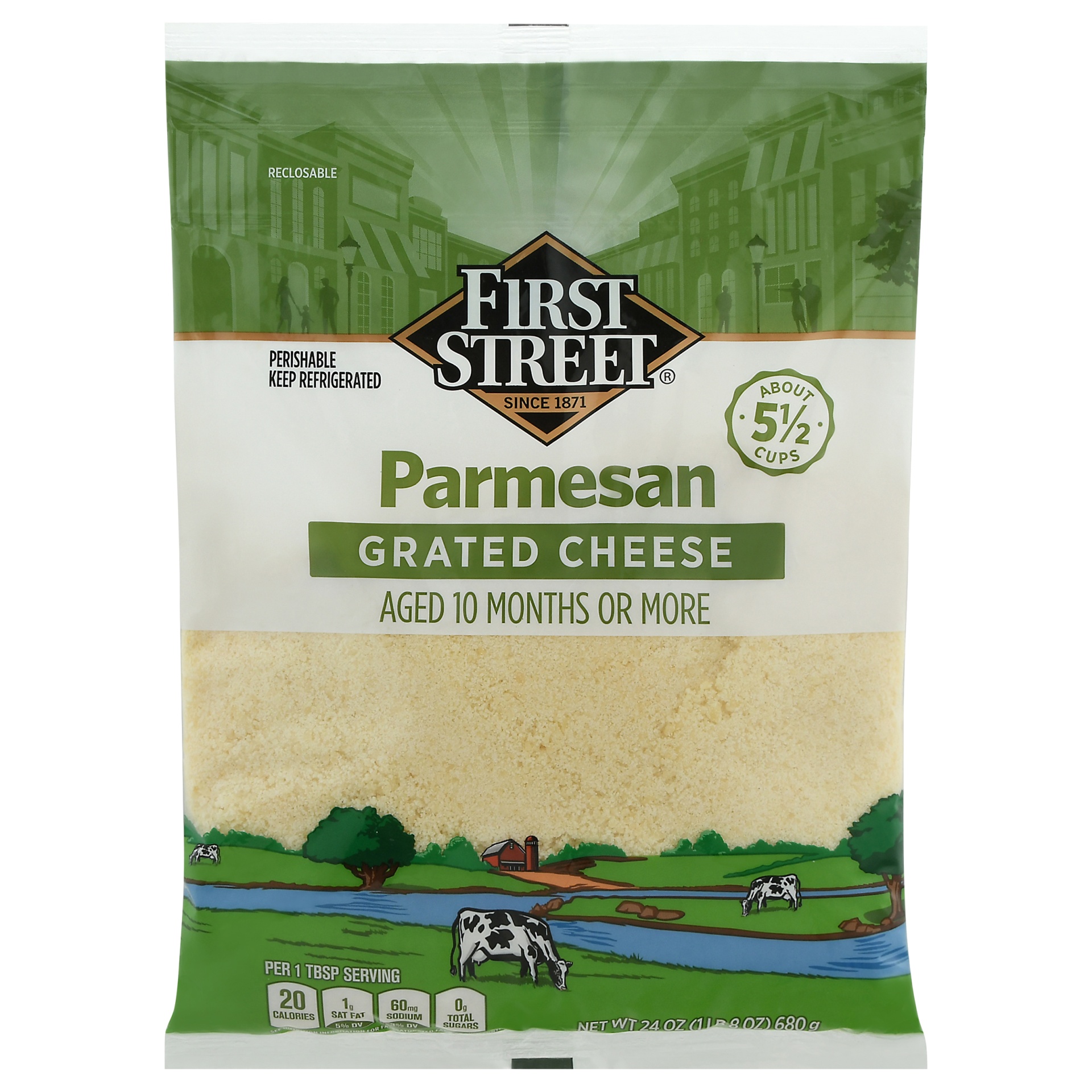 slide 1 of 1, First Street Fs Grated Parmesan Cheese, 1.5 lb