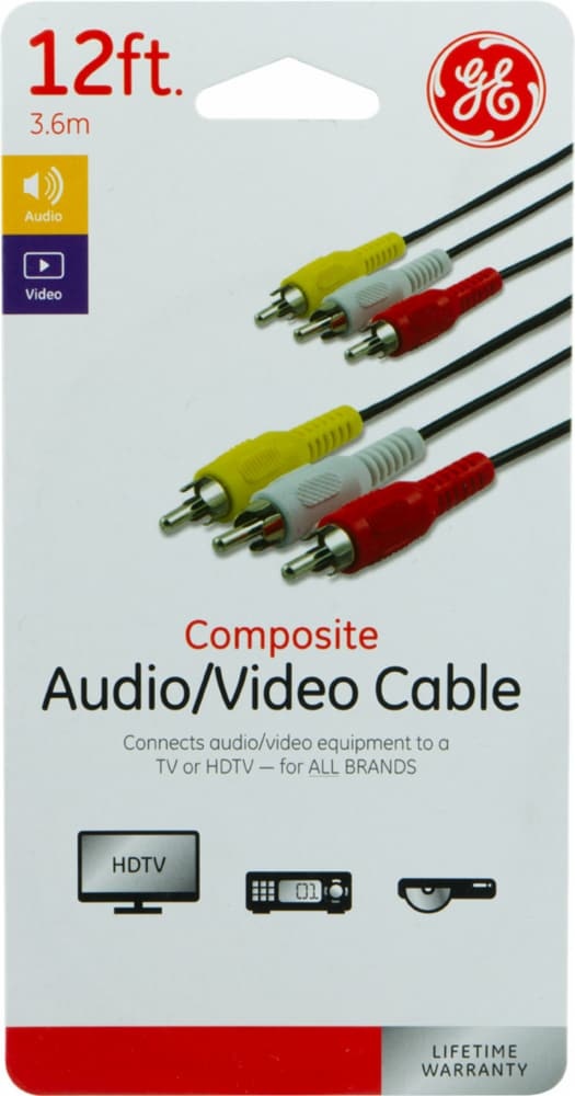 slide 1 of 1, Ge Composite Audio & Video Cable, 12 ft