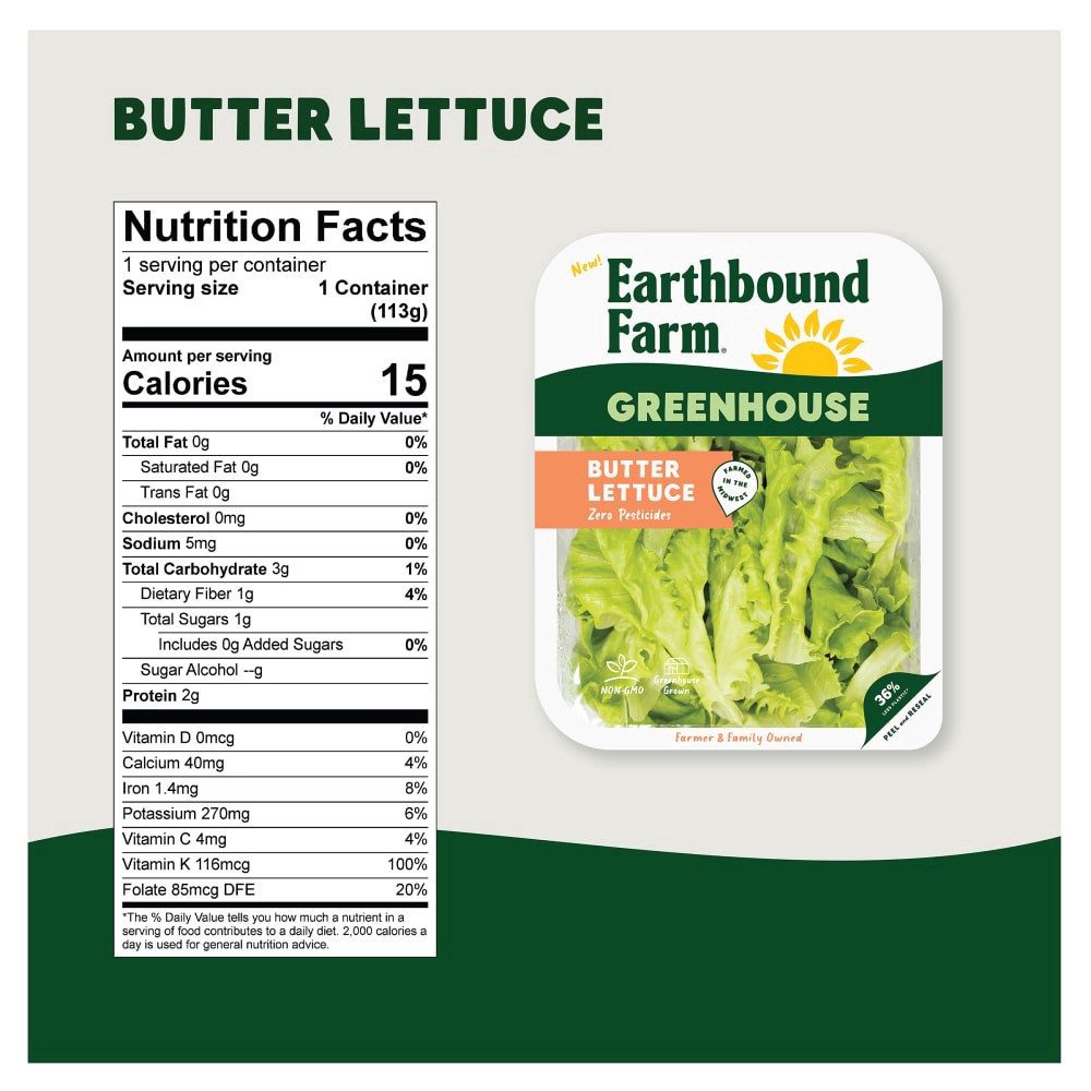 slide 4 of 5, Earthbound Farm® Greenhouse Butter Lettuce, 4 oz