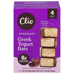 Clio Yogurt Bars, Greek, Chocolate, 4 Pack