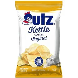 Utz Kettle Classics Original Potato Chips, Gluten-Free, 8 oz Bag