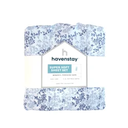 Havenstay Washed Sheets, Full, Blue