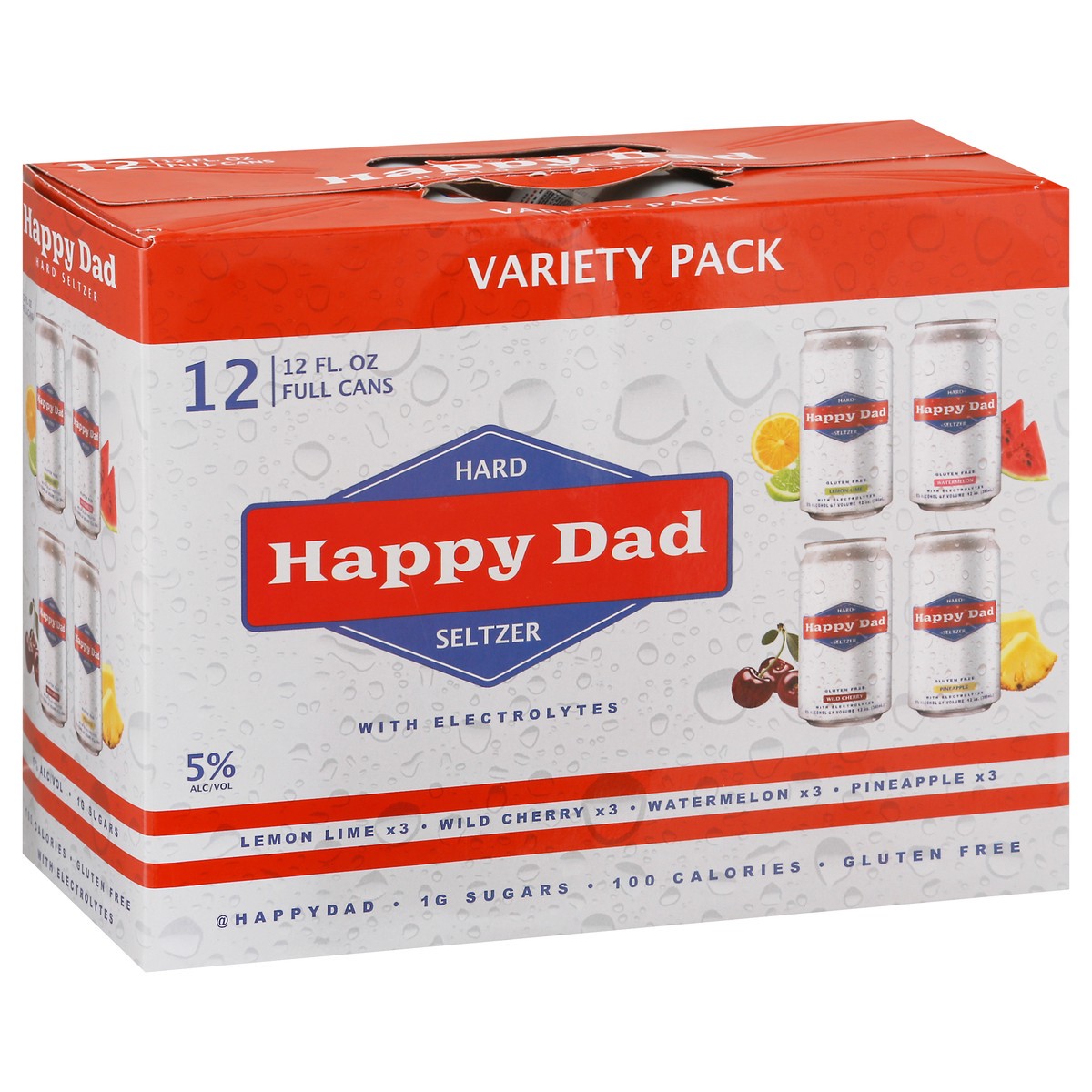 slide 4 of 9, Happy Dad Hard Seltzer with Electrolytes Variety Pack 12 - 12 fl oz Cans, 12 ct
