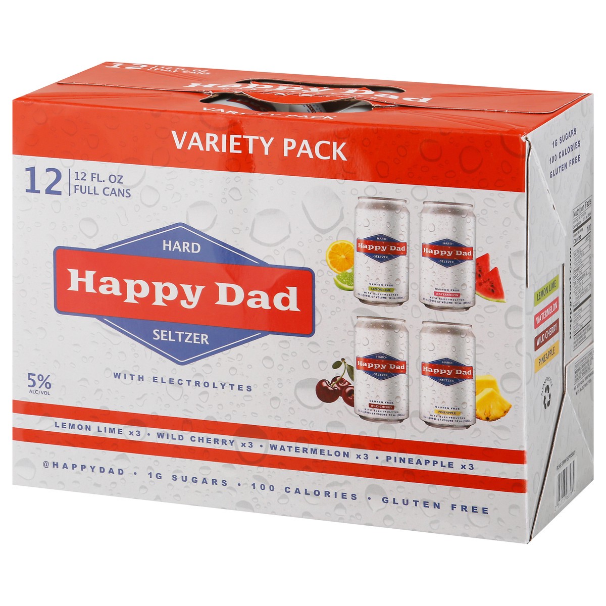 slide 6 of 9, Happy Dad Hard Seltzer with Electrolytes Variety Pack 12 - 12 fl oz Cans, 12 ct